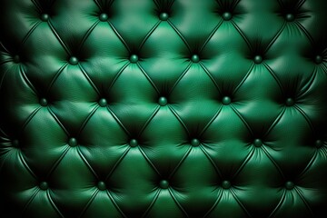 Fototapeta na wymiar Green leather capitone background texture (Ai generated)