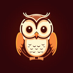 Cute owl logo.
Vector illustration cartoon flat icon isolated.