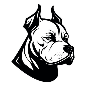 Dog Breed Line Art Logo - Pit Bull.
Vector illustration icon isolated on white background.