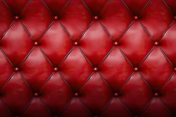 Red leather capitone background texture (Ai generated)