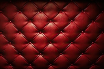Red leather capitone background texture (Ai generated)