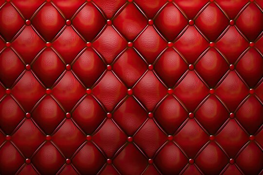 Red leather capitone background texture (Ai generated)