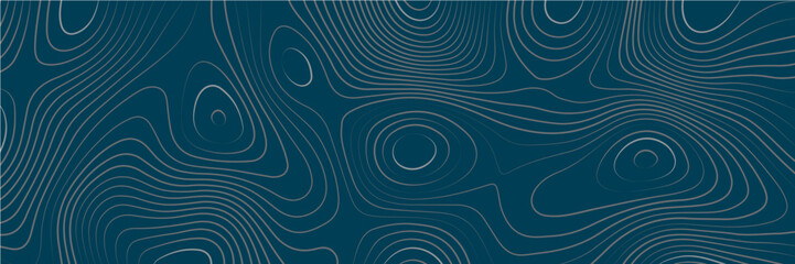 Abstract background with waves blue, white lines and topographic contours map background.