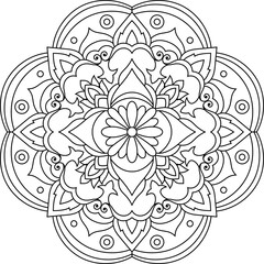 Floral mandala coloring page for adults