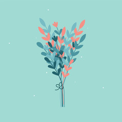 Happy women s day greeting card with bouquet.