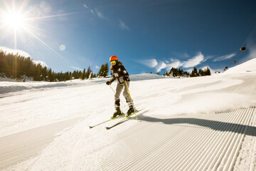 Girl at winter skiing bliss, a sunny day adventure