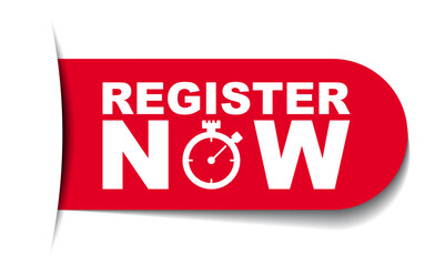 red vector illustration banner register now