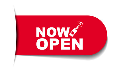 red vector illustration banner now open