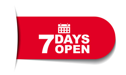 red vector illustration banner seven days open