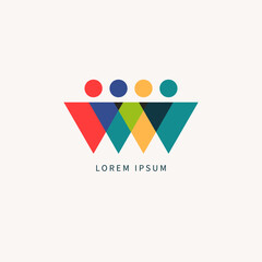 Group of triangular people logotype, people triangles logo
