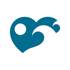 Obraz premium Sun, heart and sea flat logo, travel icon