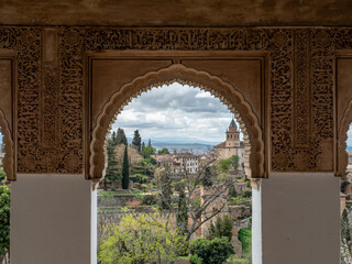 Beautiful interior design and ornaments of Granadas Alhambra