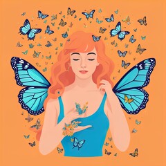 Image of a woman surrounded by butterflies. Great for ads, book covers, posters and more. 