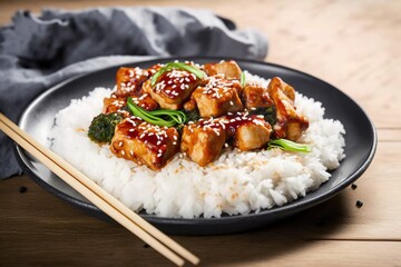 oriental orange chicken, Rice With Chicken And Vegetables