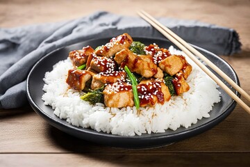 oriental orange chicken, Rice With Chicken And Vegetables