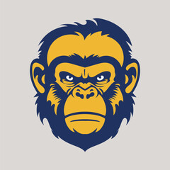 An angry monkey with a head illustration and logo.