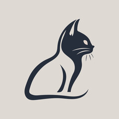 A cat logo with a gray color icon and illustration.