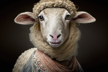 Obraz premium Diva sheep, generative ai