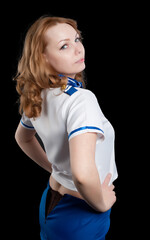 Young beautiful air hostess
