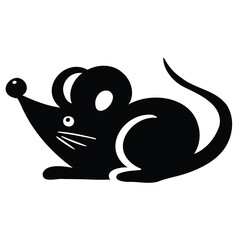 Symbol of the year, mouse, rat, hamster, rodent, vector illustration, silhouette