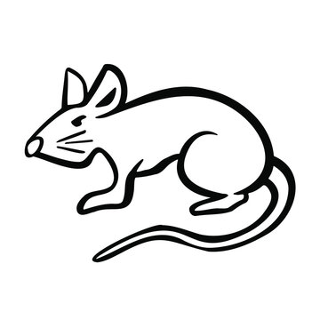 Symbol of the year, mouse, rat, hamster, rodent, line and vector illustration