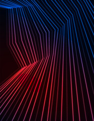Red blue neon curved lines abstract futuristic geometric background. Vector graphic art flyer design