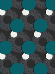 Seamless pattern with ornament and circles on the grey background