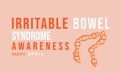 Irritable Bowel syndrome (IBS) awareness month. Template for background, banner, card, poster 