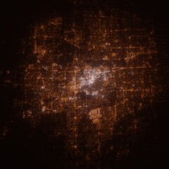 Naperville (Illinois, USA) street lights map. Satellite view on modern city at night. Imitation of aerial view on roads network. 3d render