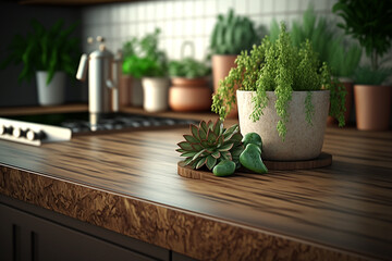 green plants on kitchen table