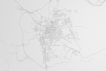 Map of the streets of Taif (Saudi Arabia) on white background. 3d render, illustration