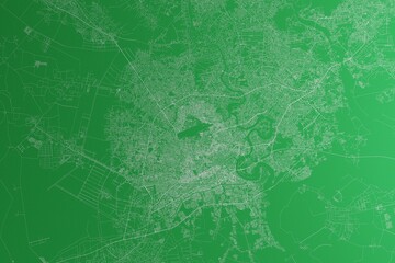 Map of the streets of Ho Chi Minh (Vietnam) made with white lines on green paper. Rough background. 3d render, illustration