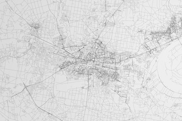 Fototapeta na wymiar Map of the streets of Bydgoszcz (Poland) on white background. 3d render, illustration