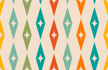 Mid-century modern atomic age background in teal and orange. Ideal for wallpaper and fabric design. - 578048326