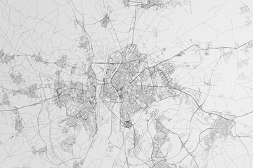Fototapeta na wymiar Map of the streets of Seville (Spain) on white background. 3d render, illustration