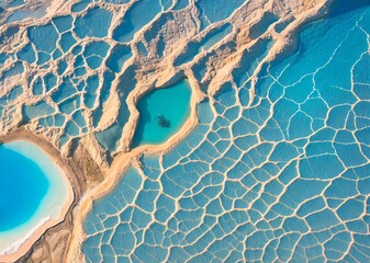 beautiful aerial view of the pamukkale turk from a cliff of the dead sea. the concept of 