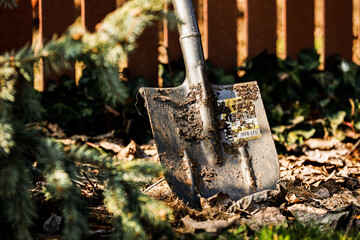 In the spring, the gardener uses the shovel.