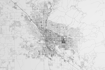 Fototapeta na wymiar Map of the streets of Tucson (Arizona, USA) on white background. 3d render, illustration