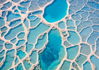 beautiful aerial view of the pamukkale turk from a cliff of the dead sea. the concept of 