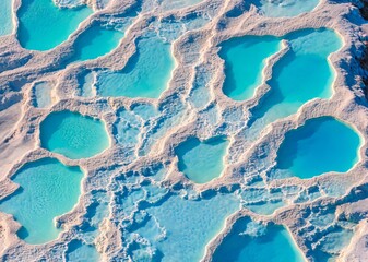 beautiful aerial view of the pamukkale turk from a cliff of the dead sea. the concept of 