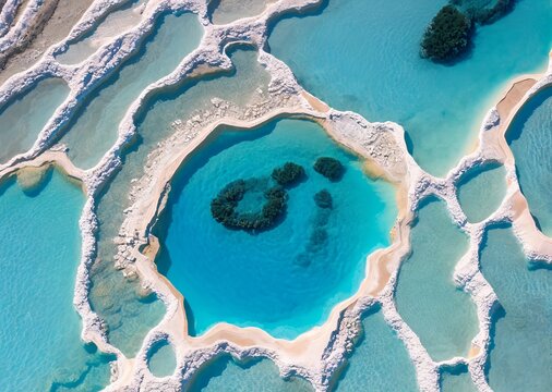 beautiful aerial view of the pamukkale turk from a cliff of the dead sea. the concept of 