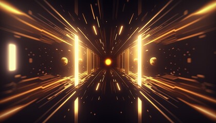 Fototapeta na wymiar abstract background, geometric futuristic laser light glow in cyber space atmosphere, sci-fi fantasy backdrop, Generative Ai