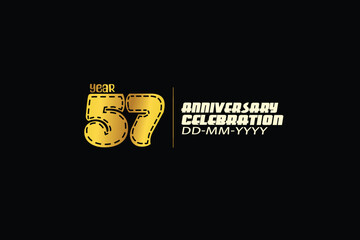 57th, 57 years, 57 year anniversary celebration abstract knit style logotype. anniversary with gold color isolated on black background-vector