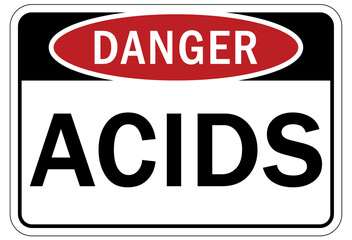 Sulfuric acid chemical warning sign and labels