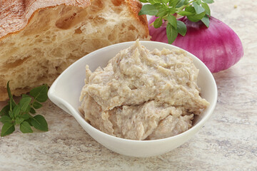 Jewish traditional cuisine herring mousse Forsmak