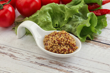 Mustard seeds sauce in the bowl