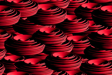 Red Isometric Concentric Ring Seamless 3D Pattern