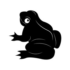 Frog. Silhouette of a toad on a white background. Toad. Design element.