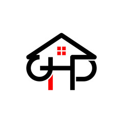 Letter ghp home church line modern logo design