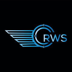 RWS letter logo. RWS blue vector image on black background. RWS technology Monogram logo design and best business icon.
